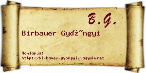 Birbauer Gyöngyi névjegykártya
