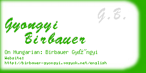 gyongyi birbauer business card